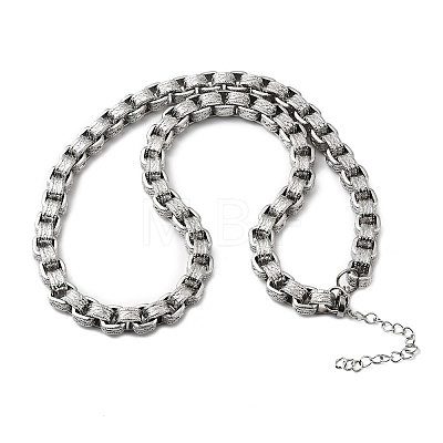 7MM 304 Stainless Steel Textured Box Chain Necklaces NJEW-P358-01P-1