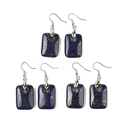 Natutal Dyed Lapis Lazuli Dangle Earrings EJEW-F343-E07-1