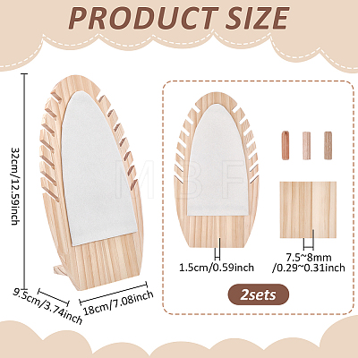 Wood Necklaces Organizer Display Holder with Velvet Mat NDIS-WH0017-11-1