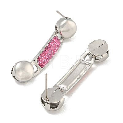 304 Stainless Steel Enamel Stud Earrings EJEW-S229-15P-06-1