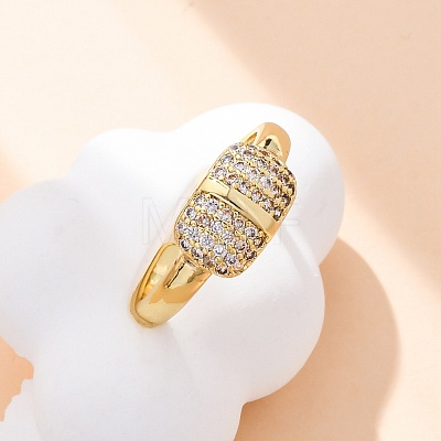 Brass Micro Pave Clear Cubic Zirconia Cuff Rings for Women RJEW-U043-16G-1