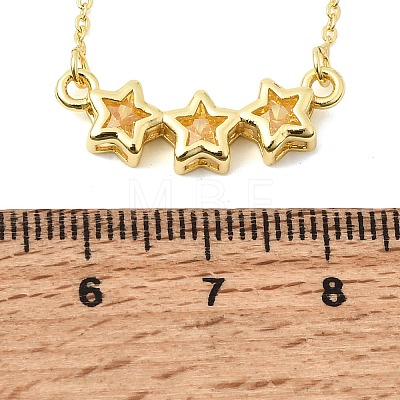 Brass Glass Triple Star Pendant Necklaces KK-CBAB173-03G-01-1