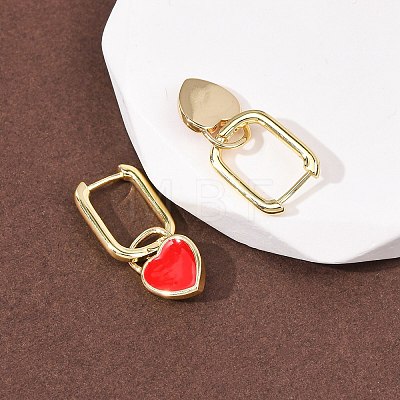 Brass Heart Hoop Earrings EJEW-C174-04G-1