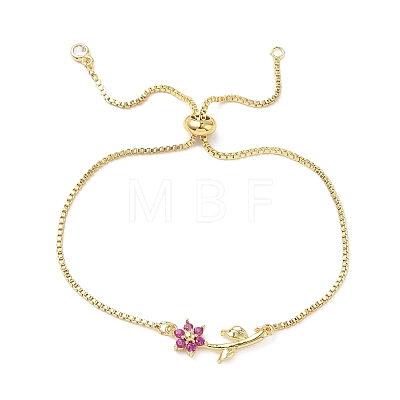 Adjustable Brass Micro Pave Clear Cubic Zirconia Box Chain Slider Bracelets BJEW-C156-09G-04-1
