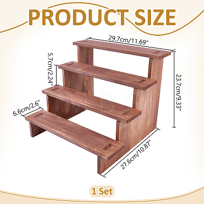 4-Tier Wood Action Figure Storage Display Risers ODIS-WH0038-306B-1