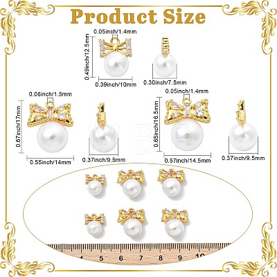 6Pcs 3 Styles Brass Plastic Pearl Pendants KK-CJ0005-53-1