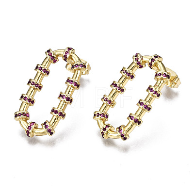 Brass Micro Pave Cubic Zirconia Stud Earrings EJEW-T014-53G-NF-1