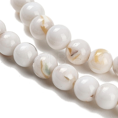 Assembled Synthetic Stone and Trochus Shell Beads Strands G-B128-08A-01-1