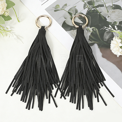 2Pcs PU Leather Tassel Pendant Keychains FIND-CL0002-41D-1
