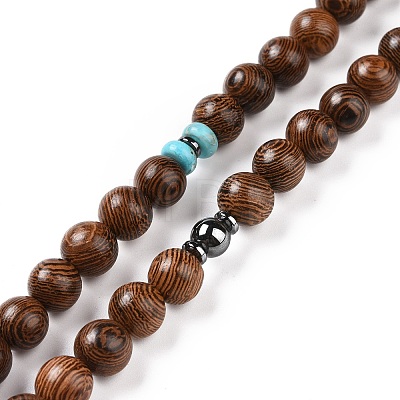 Natural & Synthetic Stone and Wood Beads Necklace NJEW-JN03743-1