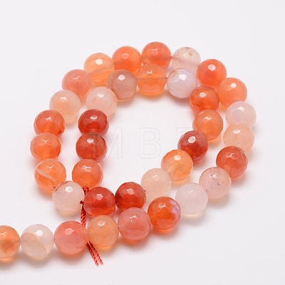 Dyed Natural Agate Faceted Round Beads Strands G-E320B-12mm-03-1