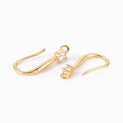 Brass Micro Pave Clear Cubic Zirconia Earring Hooks ZIRC-S068-003-NF-1