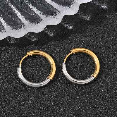 304 Stainless Steel Two Tone Hoop Earrings EJEW-P313-02C-G-1