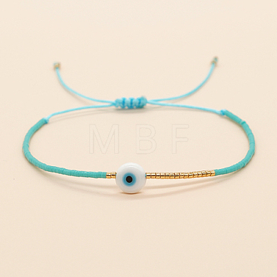 Adjustable Lanmpword Evil Eye Braided Bead Bracelet ZW2937-15-1