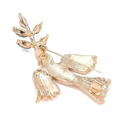 Peace Pigeon with Leaf Enamel Pins JEWB-G044-01G-1