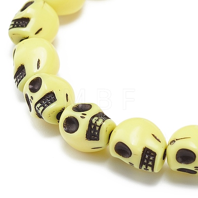 9Pcs 9 Color Plastic Skull Beaded Stretch Bracelets Set for Children BJEW-JB08901-1