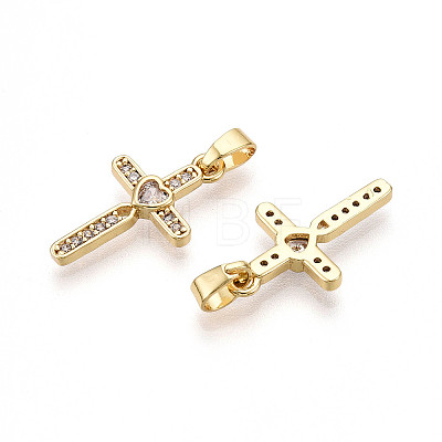 Brass Micro Pave Cubic Zirconia Pendants KK-T070-77G-1