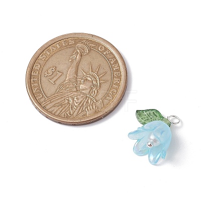 Flora Leaves & Lily flower Charms PALLOY-JF02541-02-1