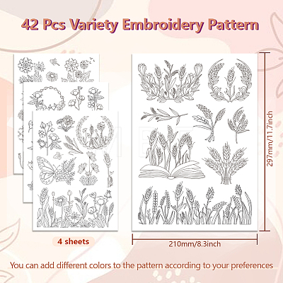 4 Sheets 11.6x8.2 Inch Stick and Stitch Embroidery Patterns DIY-WH0455-171-1