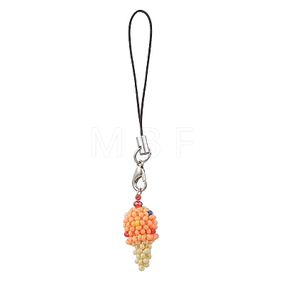 Glass Beaded Ice Cream Pendant Decorations HJEW-MZ00179-03-1