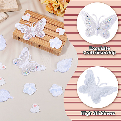 40Pcs 4 Styles Polyester Embroider Thread Iron on/Sew On Patches PATC-TA0001-45C-1