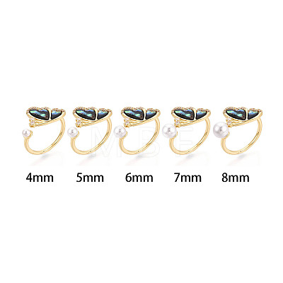 Butterfly Brass Micro Pave Clear Cubic Zirconia & Abalone Shell Cuff Rings Setting KK-T079-32G-1