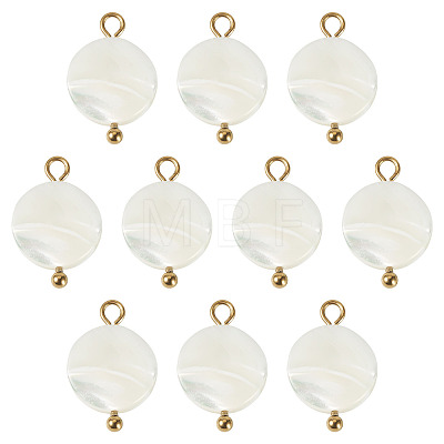 10Pcs Natural Shell Disc Pendants STAS-TA0006-28-1