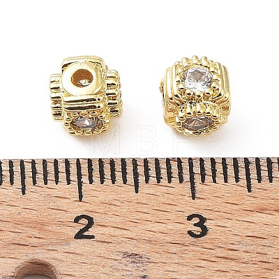 Brass Micro Pave Cubic Zirconia Beads KK-A189-15G-1