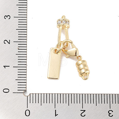 Brass Micro Pave Clear Cubic Zirconia Clasp KK-C051-52G-1