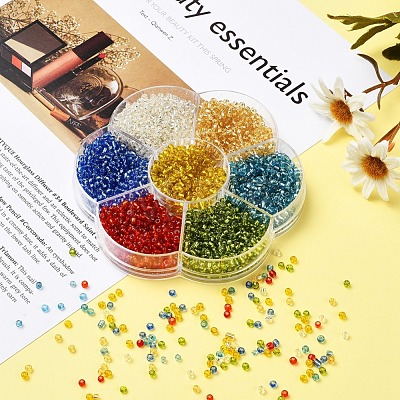7 Colors Glass Round Seed Beads SEED-YW0001-24B-01-1
