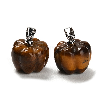 Natural Mixed Gemstone Pumpkin Charms G-K338-27P-1