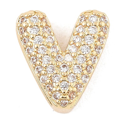 Brass Micro Pave Cubic Zirconia Slide Charms ZIRC-I068-08G-1