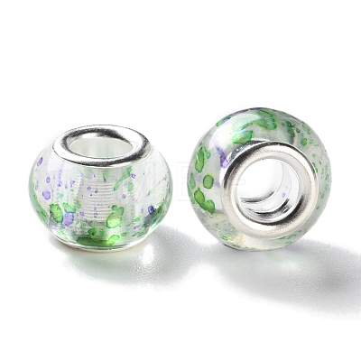 Transparent Two-Color Brass Cores Acrylic European Beads OACR-M024-05S-03-1