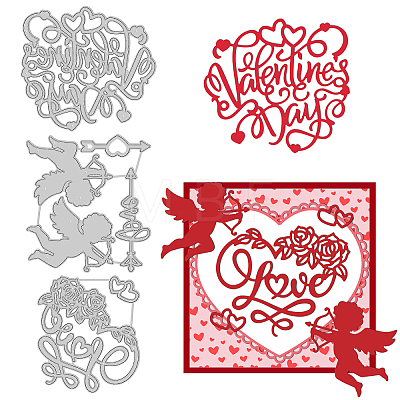 3Pcs 3 Styles Valentine's Day Theme Carbon Steel Cutting Dies Stencils DIY-WH0309-646-1