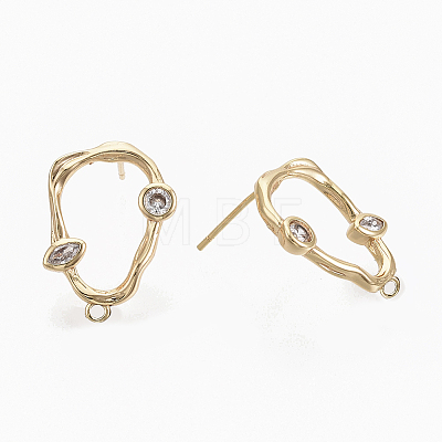 Brass Cubic Zirconia Stud Earring Findings KK-S354-229-NF-1