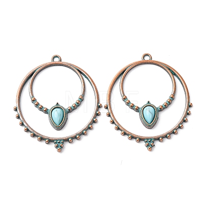 Alloy with Synthetic Turquoise Pendants FIND-B055-01D-1