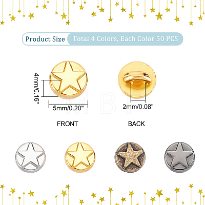   200Pcs 4 Colors Alloy Shank Buttons DIY-PH0008-71-1
