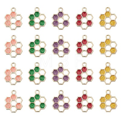 20Pcs 5 Colors Alloy Enamel Pendants ENAM-YW0002-83-1