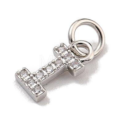 Initial Letter Brass with Cubic Zirconia Charms KK-Q814-26I-P-1