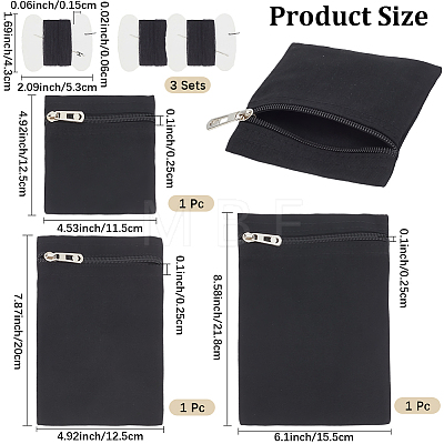 3Pcs 3 Styles Canvas Cloth Organizer Bags AJEW-CY0002-60A-1
