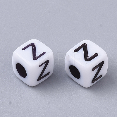 White Opaque Acrylic Beads MACR-R869-02Z-1