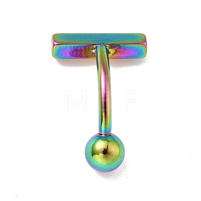 304 Stainless Steel T-Shaped Curved Barbell AJEW-G041-04M-1