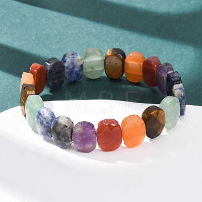 Chakra Natural Mixed Gemstone Faceted Beaded Stretch Bracelets for Women BJEW-K251-07K-1