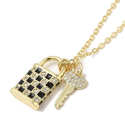 Brass Micro Pave Cubic Zirconia Pendant Necklace NJEW-B082-04G-01-1