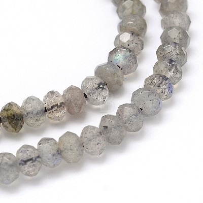 Natural Labradorite Rondelle Bead Strands G-O095-05-A-1