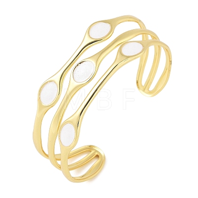 Brass Enamel Multi-strand Cuff Bangles for Women BJEW-A173-01G-02-1