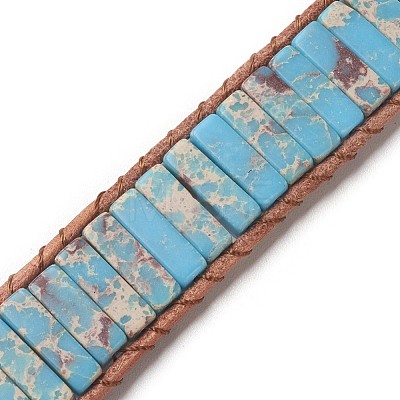 Natural Regalite/Imperial Jasper/Sea Sediment Jasper Cord Beaded Bracelets BJEW-E351-03C-1