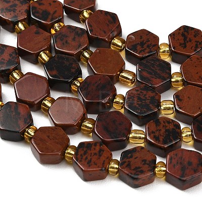 Natural Mahogany Obsidian Beads Strands G-F833-B12-01-1