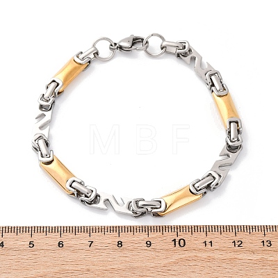 201 Stainless Steel Byzantine Chain Bracelets BJEW-B078-168GP-1