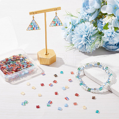 320Pcs 8 Style 2-Hole Glass Seed Beads SEED-SC0001-09-1